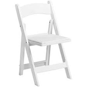Picture of Chair White Wooden - Padded, Carpeted Feet